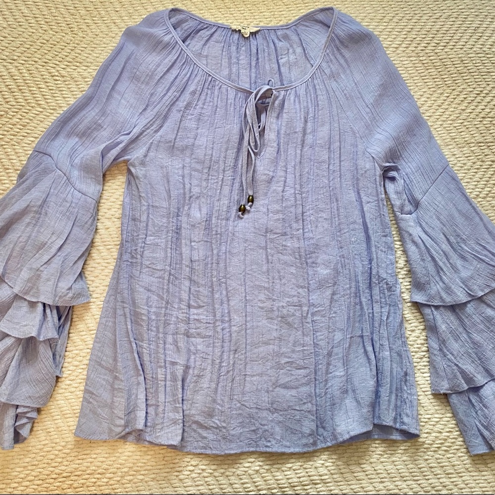 Ruffled Chambray Top
